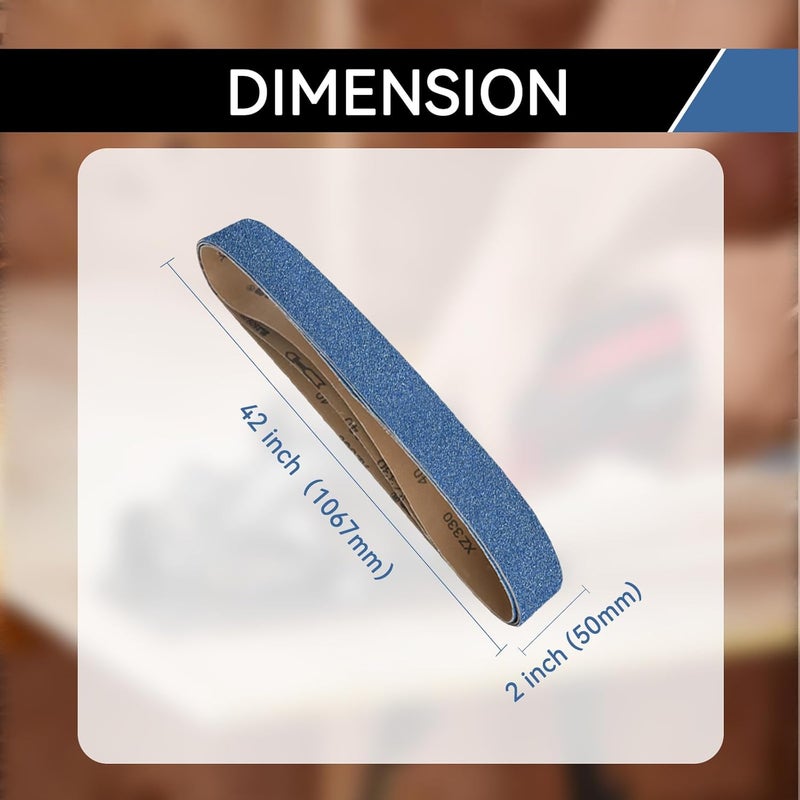 Aolabela 2x42 Inch Sanding Belts 24 Pcs 8 Grits Sizes (3 Each of 40/60/80/120/150/240/320/400 Grits) Heavy Duty Belt Sander Zirconia Belt Sander Paper for Wood Metal Stainless Steel Cars and Furniture - Image 2